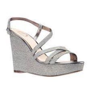 I. MILLER Disco Silver Retro Sparkle Wedge Sandals 8 M